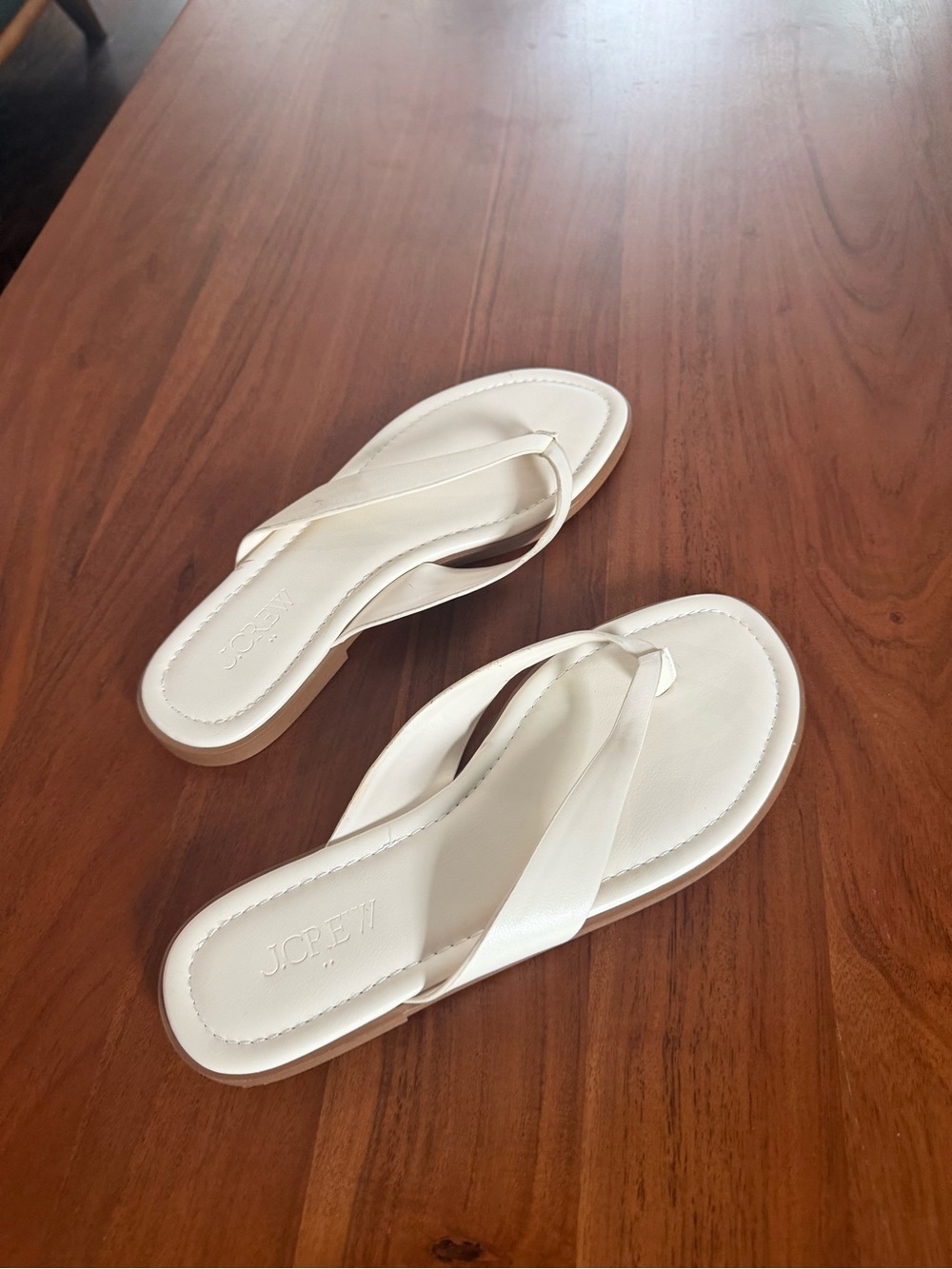 J. Crew White Slip-On Thong Sandals